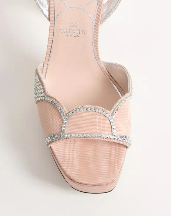Valentino Bowow Platform Sandal In Moiré Fabric With Crystals 115Mm - Image 3